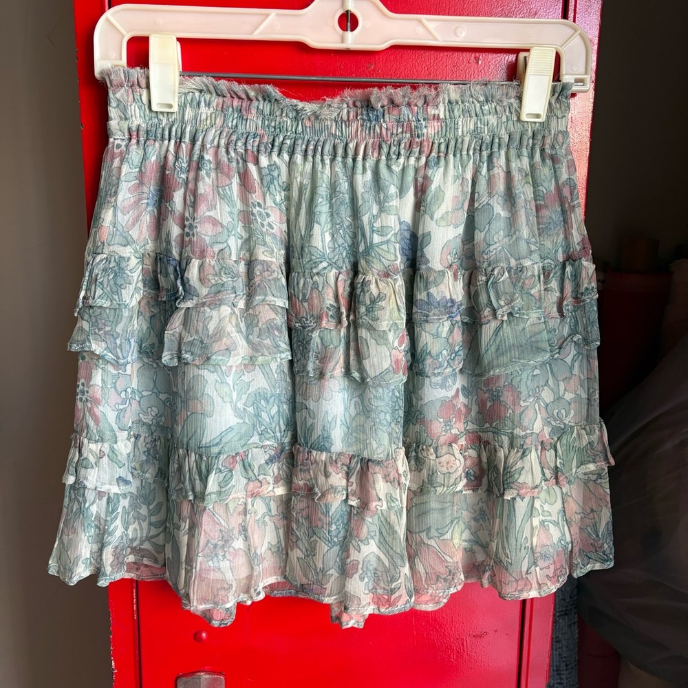 LoveShackFancy Floral Ruffle Mini Skirt